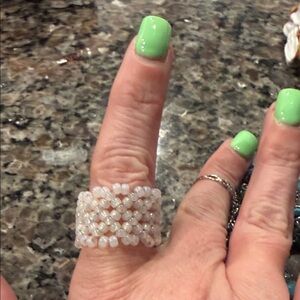 Beaded pink Crystal Stretch Ring - Women Jewelry